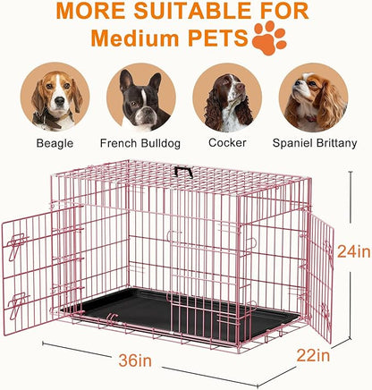 FDW Dog Crate 36inch Dog Cage Foldable Metal Kennel - Image 7