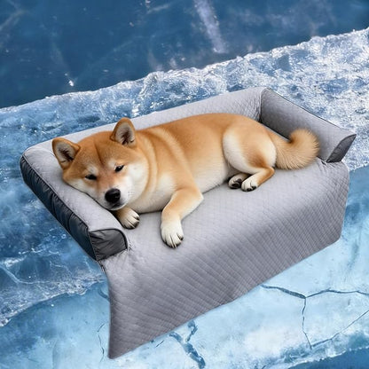 GGIB Cooling Dog Bed Mat with Bolster Pillow Washable Dog Couch Cover by GGIB