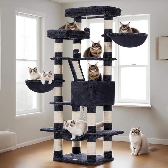 Heybly Cat Tree, 68 inch Multi-Level Cat Tower - Image 2