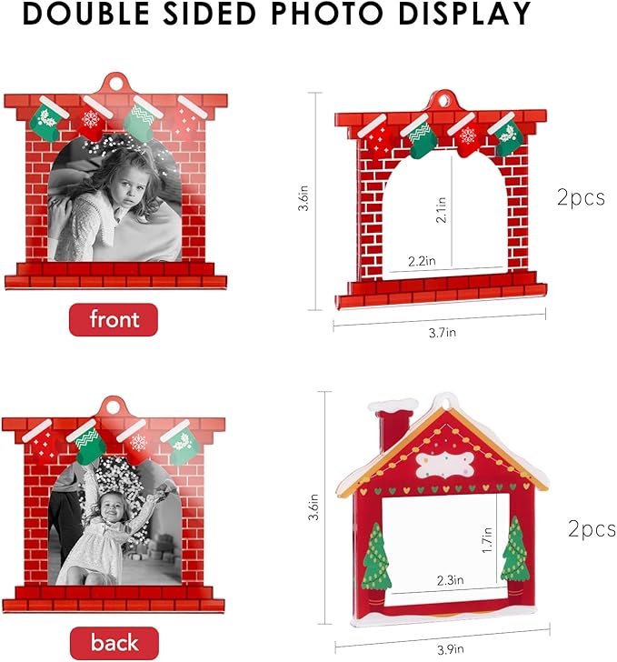 UNIQOOO 2025 Mantel House Christmas Acrylic Picture Frame Ornaments - Image 4