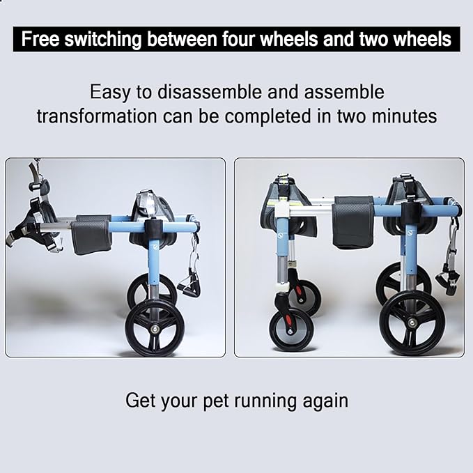 4 Wheel Dog Wheel Chair Leg Brace Adjustable, Back Leg Dog Wheelchair, Dog - Image 3