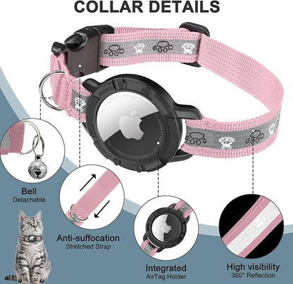 Reflective AirTag Cat Collar, Integrated Cat Tracker Collar - Image 5