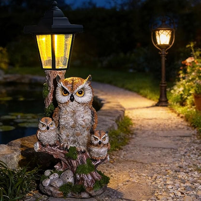 Solar Garden Owl Statue Lights, Large Owl Figure - Image 2