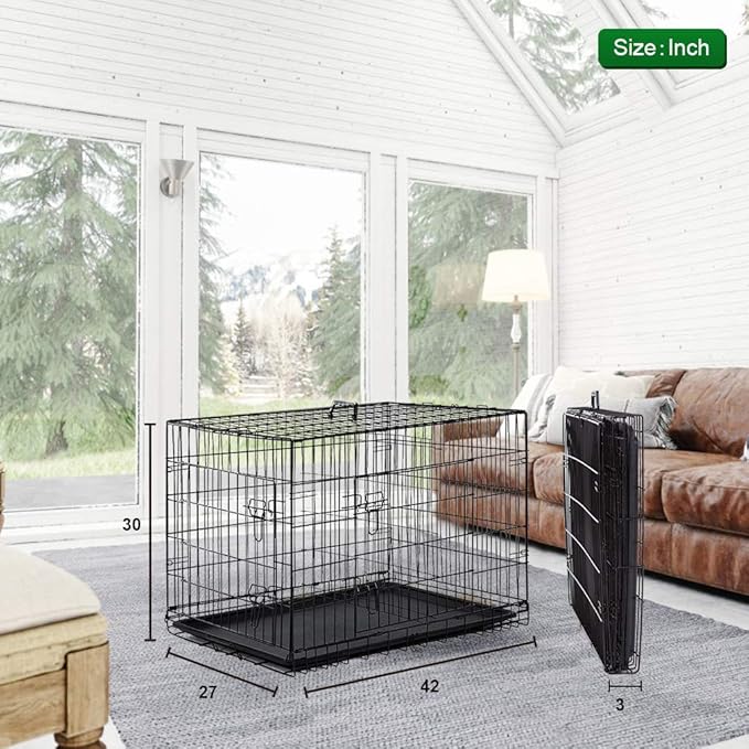 BestPet | Dog Crate | 42" | Black | Foldable Metal Kennel - Image 7