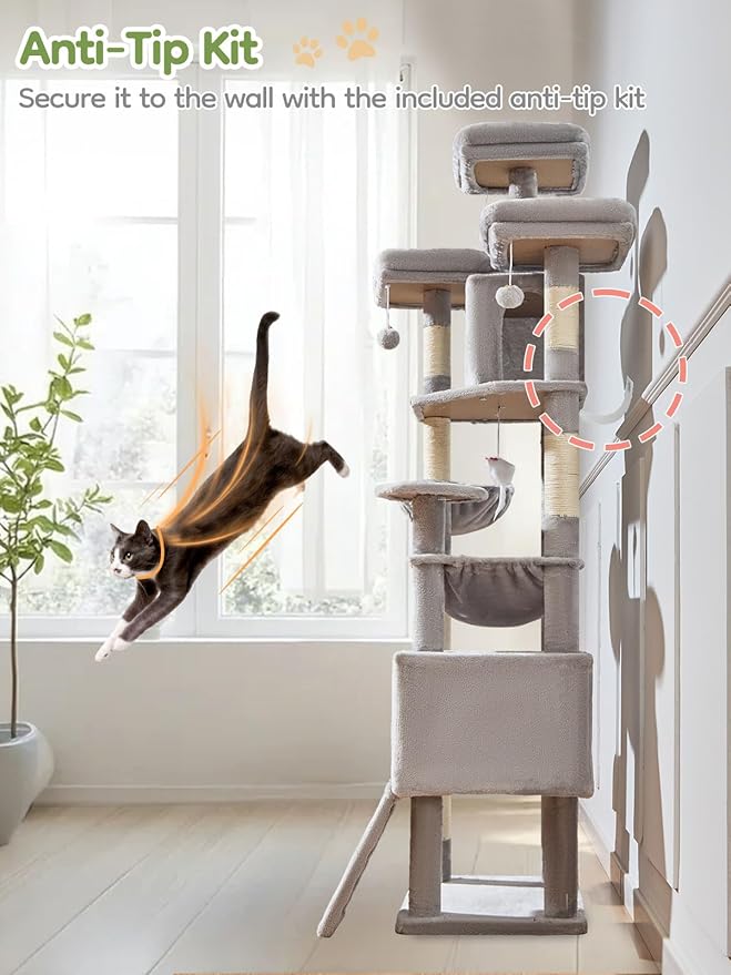 Taoqimiao 76-Inch Cat Tree XXL for Large Cats, Giant Cat Tower - Image 8