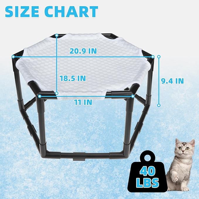 Elevated Cat Cooling Hammock Bed, Hexagonal Raised Cat Cot - Image 8