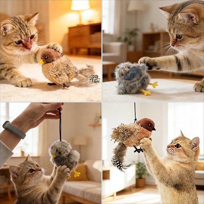 Tipmant Realistic Electric Birds Cat Teaser Interactive Toy Kitten Kitty - Image 5