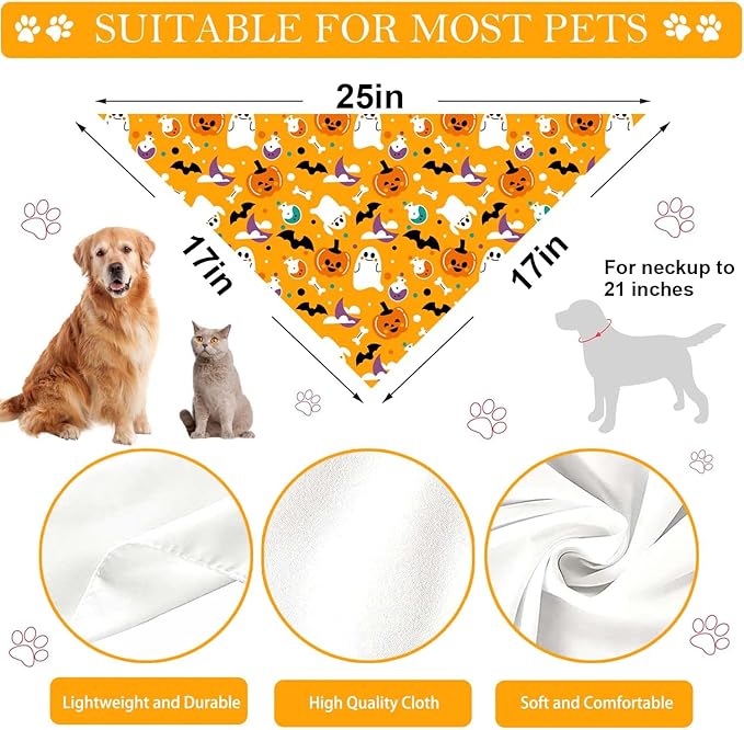 4 Pack Holiday Dog Bandanas, Adjustable Halloween Thanksgiving Christmas New - Image 4