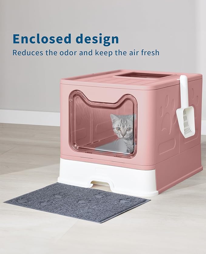 Medario Cat Litter Box with Litter Mat and Scoop, Large Covered Litter Box with - Image 6
