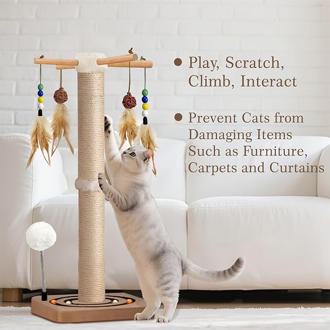 PAROTO Cat Scratching Post, Sisal Cat Tree Tower Scratcher - Image 4