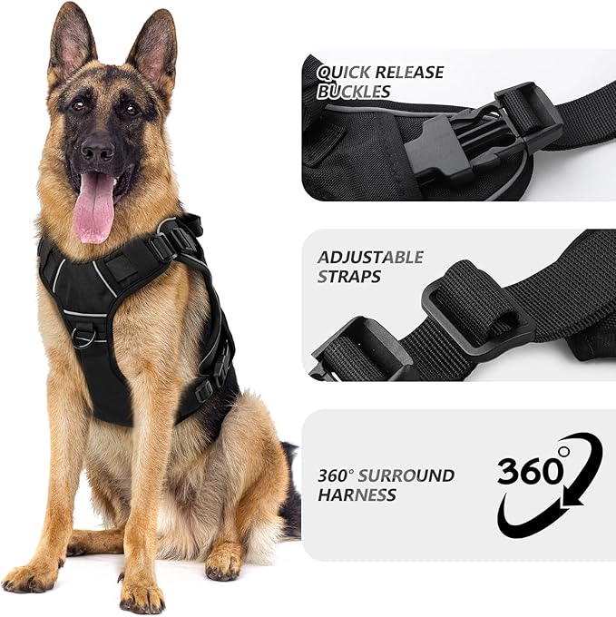 WINGOIN Black Tactical Dog Harness - Image 2