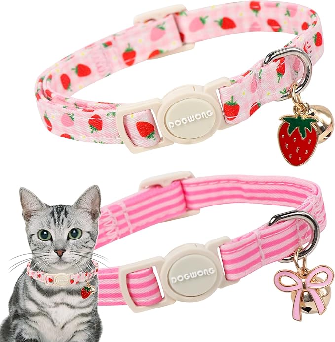 2 Pack Pink Cat Collars by DOGWONG
