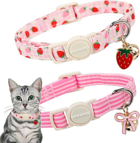 2 Pack Pink Cat Collars by DOGWONG