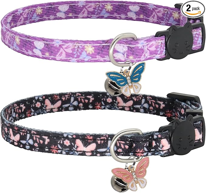 Cat Collar Breakaway, 2 Pack Cotton Kitten Collars by Giecooh