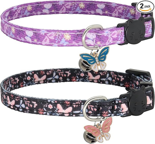 Cat Collar Breakaway, 2 Pack Cotton Kitten Collars by Giecooh
