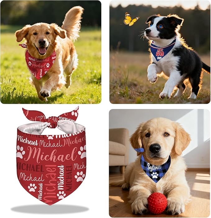Custom Dog Bandana Personalized Puppy Bandana Customized Name Neckwear Bandanas - Image 6
