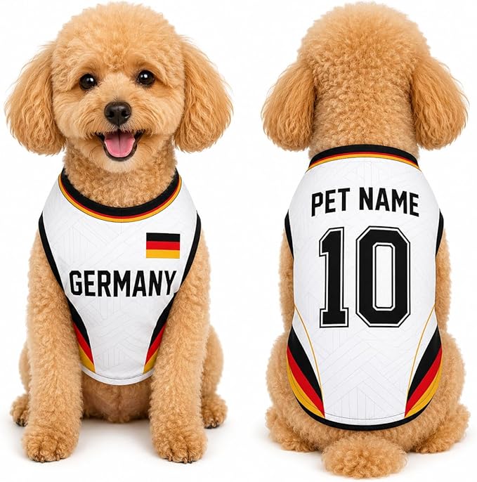 V-DECORPARKS Personalized Pet Soccer Jersey Custom Name Number Dog Cat Football by V-Decorparks