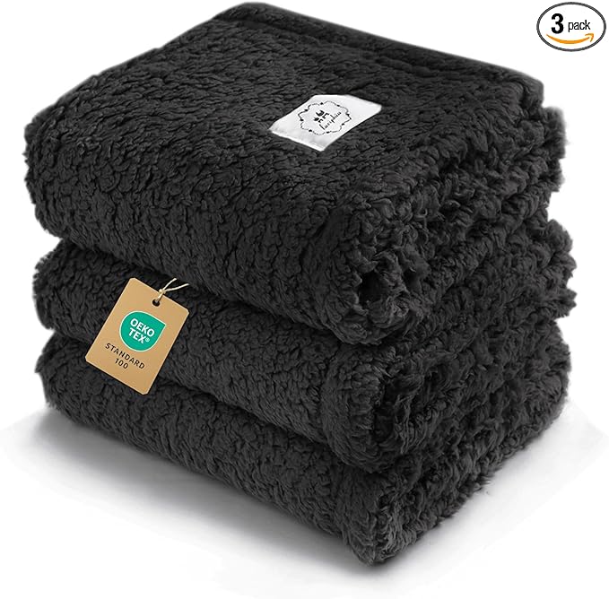 1 Pack 3 Calming Blankets Fluffy Premium Fleece Pet Blanket Soft Sherpa Throw by luciphia