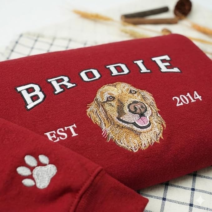 Custom Embroidered Sweatshirt Dog From Real Photo - Image 6