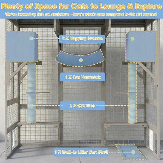 Ketive Catio Outdoor Cat Enclosure Large Walk-in Cat House - Image 3