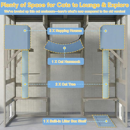 Ketive Catio Outdoor Cat Enclosure Large Walk-in Cat House - Image 3