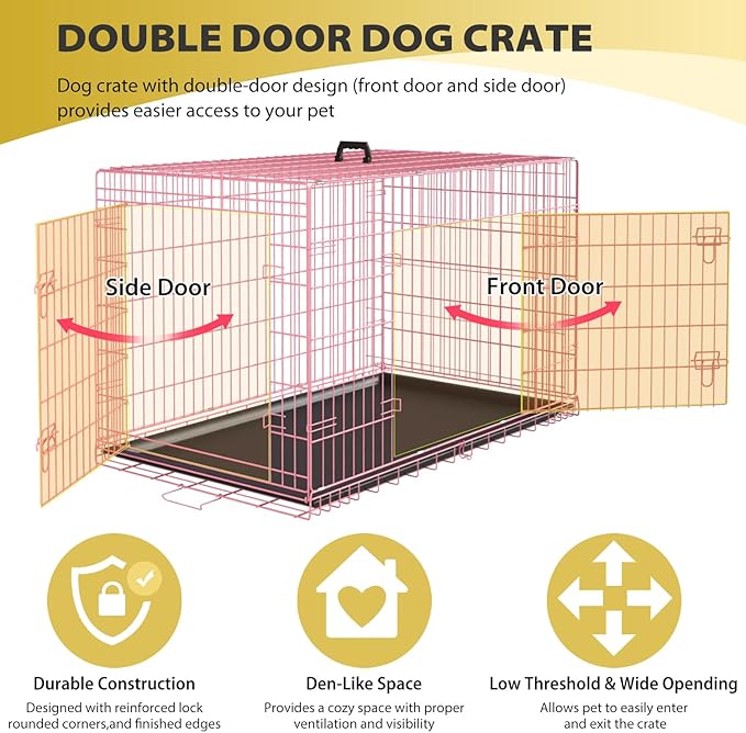 BestPet | Dog Crate | 48" | Pink | Foldable Metal Kennel - Image 3