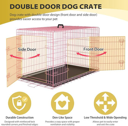 BestPet | Dog Crate | 48" | Pink | Foldable Metal Kennel - Image 3