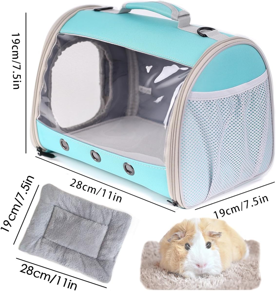 Bearded Dragon Travel Carrier Backpack,Lizard Backpack Carrier,Space Capsule Clear Bubble Window Astronaut Reptile Carrier Backpack for Guinea Pig,Sugar Glider,Bunny (Green, TPU Carrier+MAT)