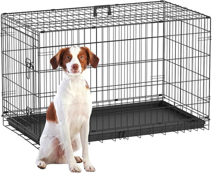 FDW Dog Crate 42-Inch Dog Cage Single Door Foldable Metal Kennel by FDW