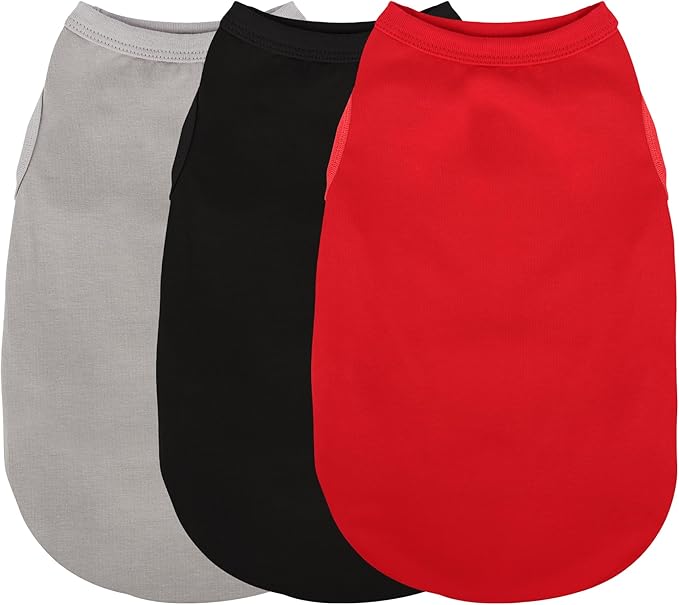 Paiaite 3 Pieces Plain Dog Shirt Sleeveless Puppy Cotton Dog Shirts Breathable by Paiaite