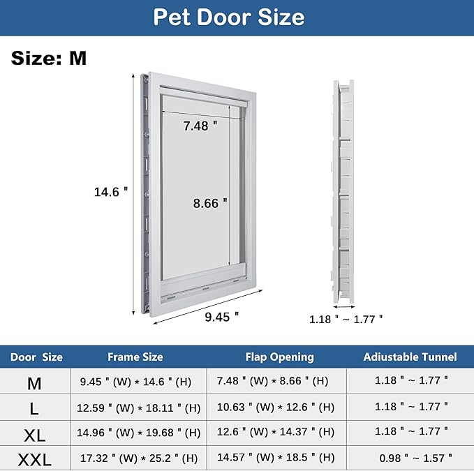 CEESC Dog Door with Soft Transparent Magnetic Flap and Snap-in Closing Panel - Image 6