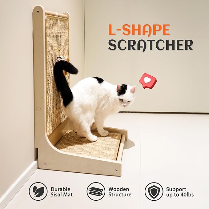 PETKARAY Cat Scratcher, Sisal Cat Scratch Pad, L Shape Scratching Board - Image 5