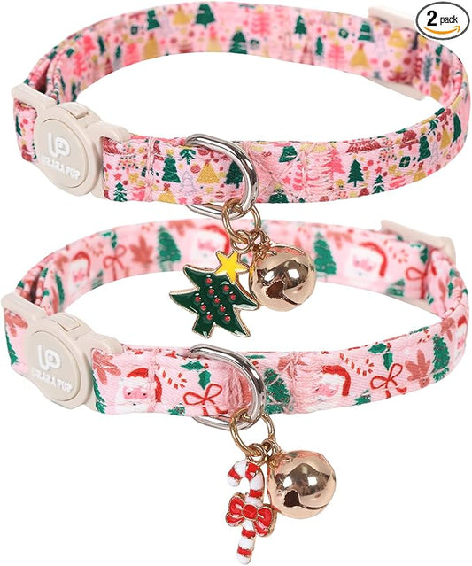 Cat Collar-2Pack Autumn Orange Plaid Kitten Collars-Halloween Plaid Breakaway by UPURARAPUP