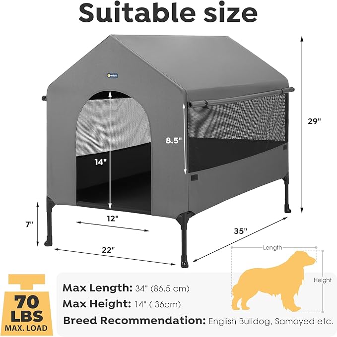 Veehoo 35" Dog House, 2-in-1 Large Dog House Outdoor Indoor Weatherproof - Image 5