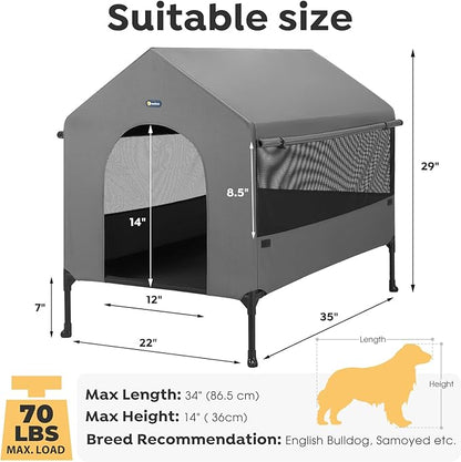 Veehoo 35" Dog House, 2-in-1 Large Dog House Outdoor Indoor Weatherproof - Image 5