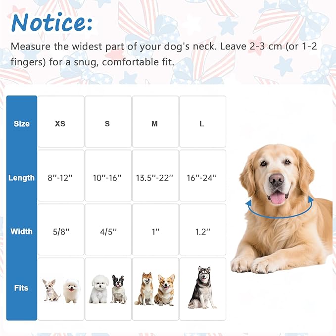 4th of July Independence Day Dog Collar, Cotton Adjustable Pet Collar - Image 2