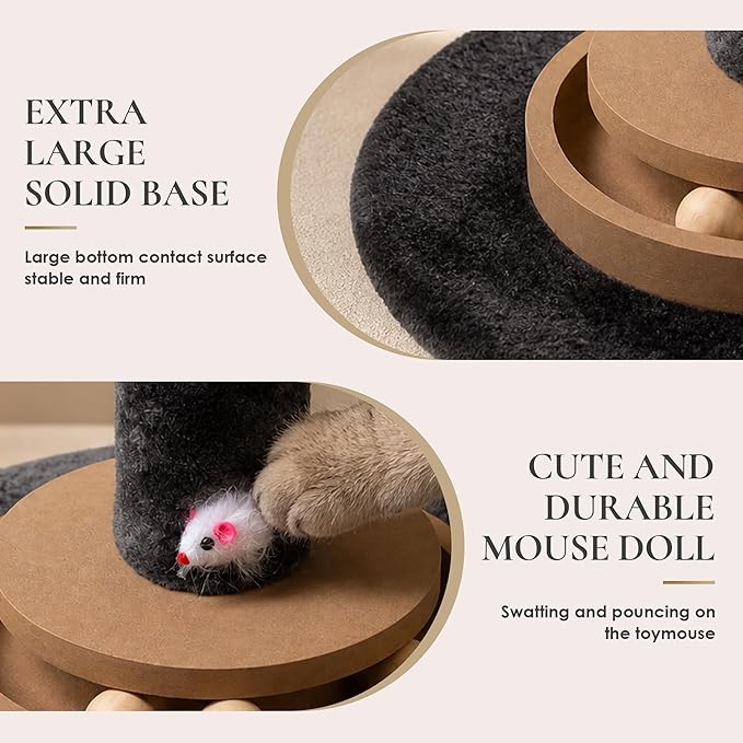 35 Inch Cat Scratching Post, Eucalyptus Sisal Rope Cat Tree Tower - Image 4
