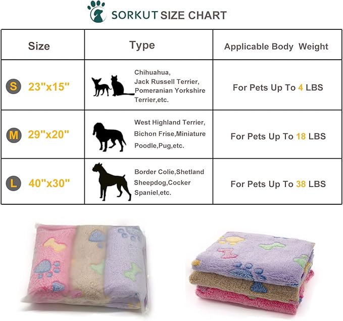 1 Pack 3 Puppy Blankets Super Soft Warm Sleep Mat Bone Print Cute Blanket - Image 6
