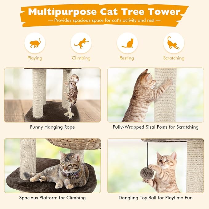 Tangkula Modern Cat Tree for Indoor Cats, Small/Tall Cat Tower - Image 5