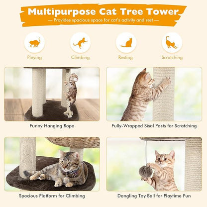 Tangkula Modern Cat Tree for Indoor Cats, Small/Tall Cat Tower - Image 5