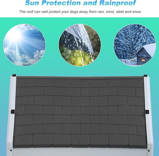 FDW Dog House Indoor Outdoor Durable Ventilate Waterproof Pet Plastic Dog House - Image 3