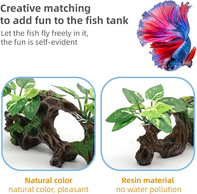 relaqcc Fish Tank Decorations Artifical Driftwood Cave Aquarium Decor Ornaments - Image 3