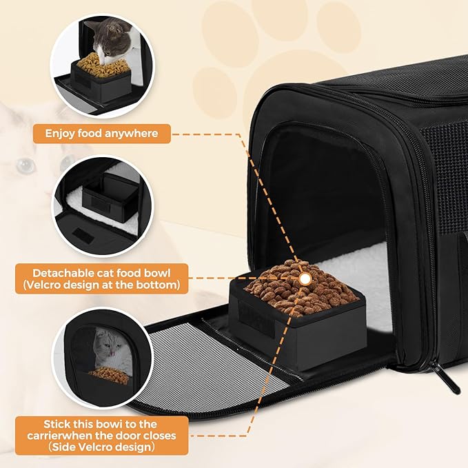 Soft Cat Carrier for Pets Up to 25 lbs, Cat Pet Travel Bag - Image 4