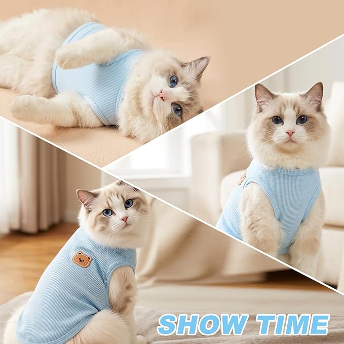 Waffle Knit Cat & Dog T Shirt for Small Dogs, Stretchable Puppy Shirt for - Image 4