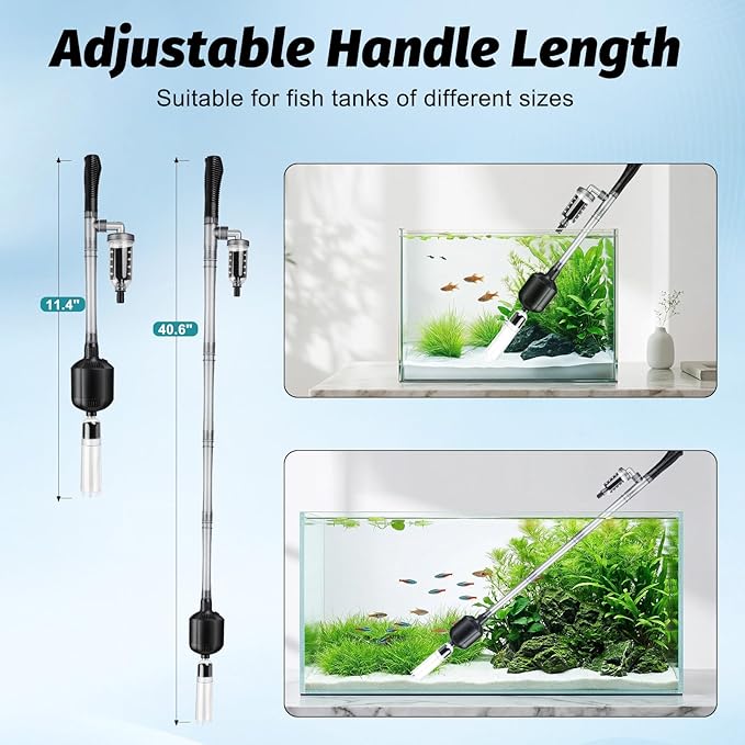 hygger 5 in 1 Electric Aquarium Gravel Cleaner, 360GPH Automatic Fish Tank - Image 6