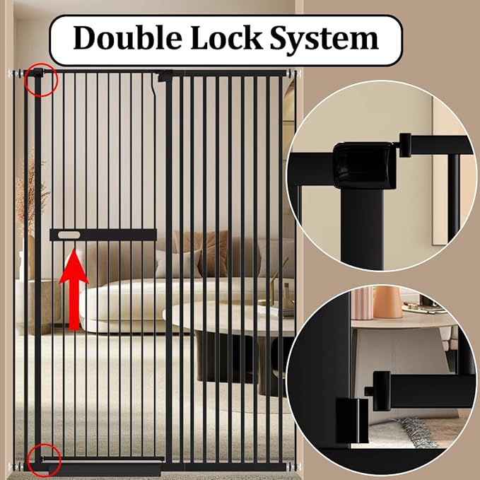 WAOWAO 71" Extra Tall Cat Pet Gate 29.92-45.66" Wide Pressure Mounted Walk - Image 6