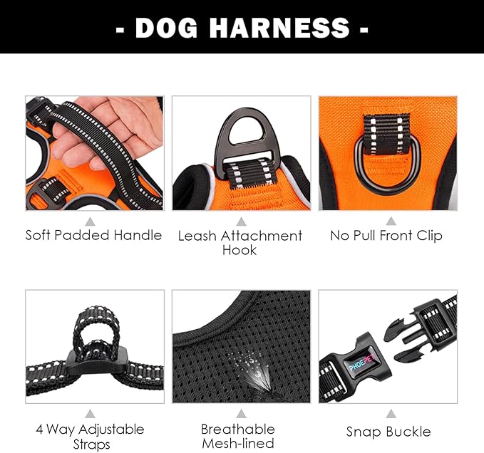 PHOEPET Reflective Dog Harness Large Breed Adjustable No Pull Vest - Image 4