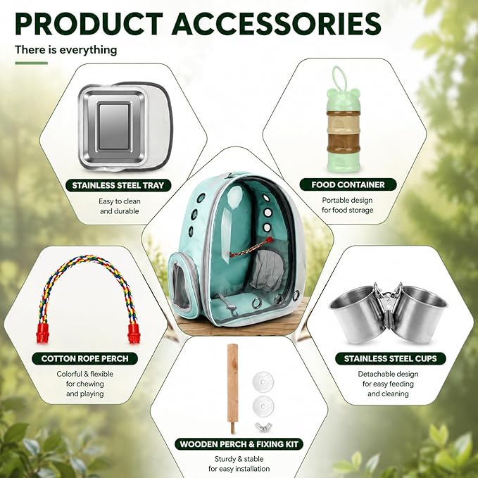 Rypet Bird Carrier Backpack Parrot Portable Breathable Bag Pet Bird Lightweight - Image 4