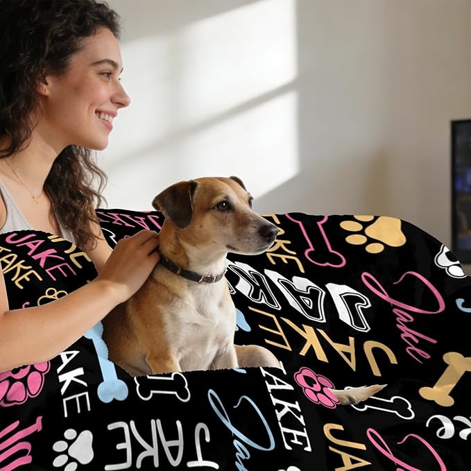Personalized Blanket with Dog Name Personalized Funny Throw Blankets Soft Warm - Image 5