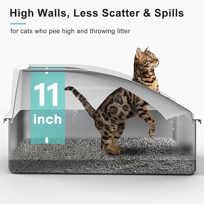 2 Pack Stainless Steel Litter Box | XL Enclosed Cat Litter Boxes - Image 4